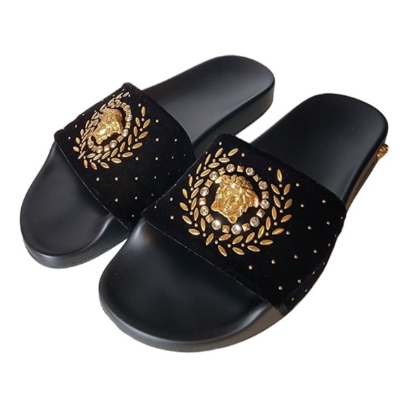 BNWT Versace Black Suede Medusa Slides. 
Size 37. 
+ Dust Bag & Box. - Picture 6 of 7